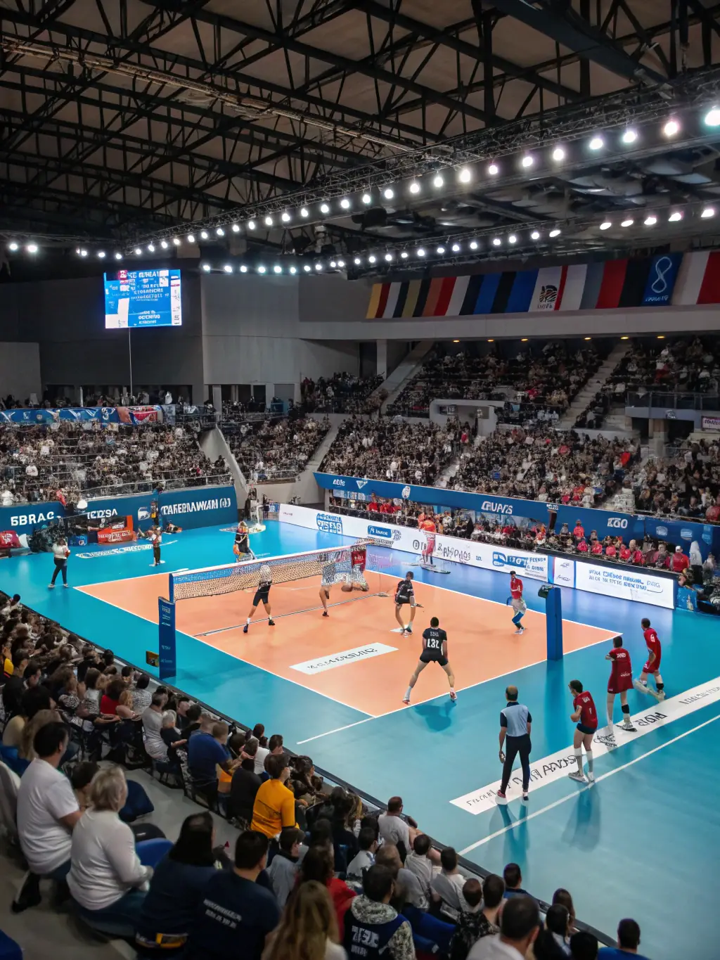 A dynamic shot of USC UNION SPORTIVE DE CHATEAUMEILLANT volleyball players spiking the ball during a game. The image showcases the intensity and excitement of volleyball.