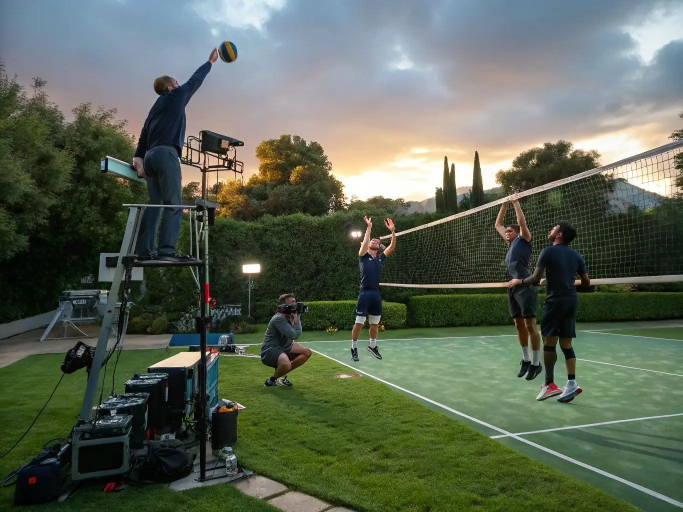 An action shot of players engaged in a volleyball match at USC UNION SPORTIVE DE CHATEAUMEILLANT, highlighting the dynamic and competitive nature of the sport.